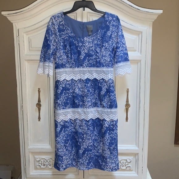 RABBIT Rabbit Rabbit Blue Periwinkle Lace Pencil Dress Size 8 - Picture 5 of 16